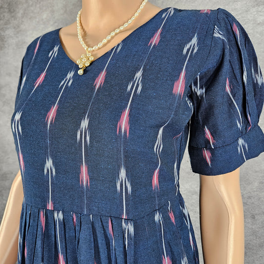 Navy Blue Ikkat Frock
