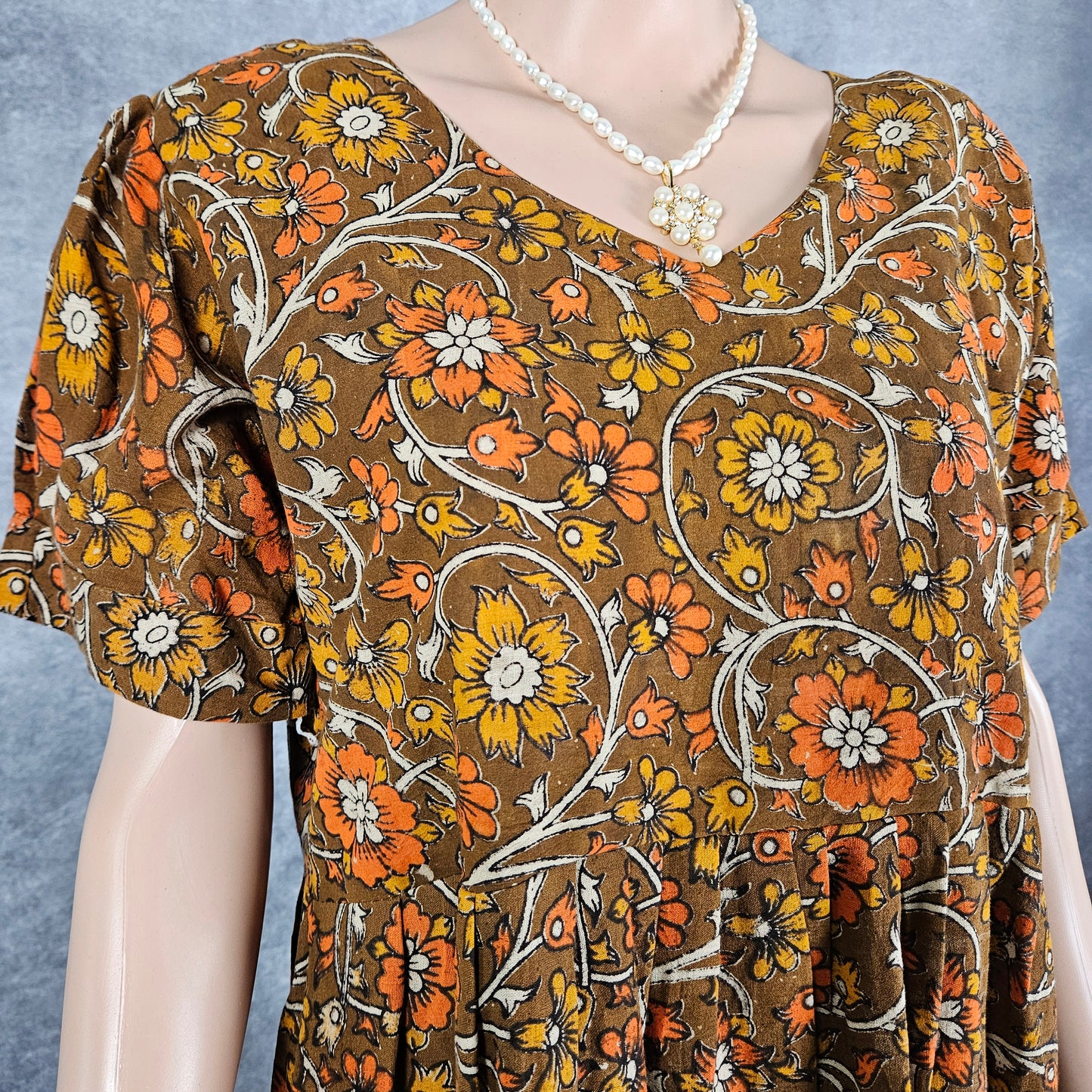 Sepia Brown Kalamkari Frock
