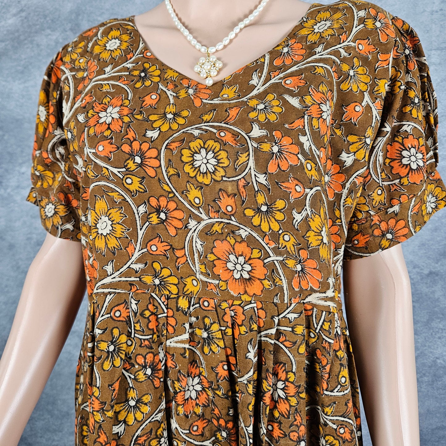 Sepia Brown Kalamkari Frock