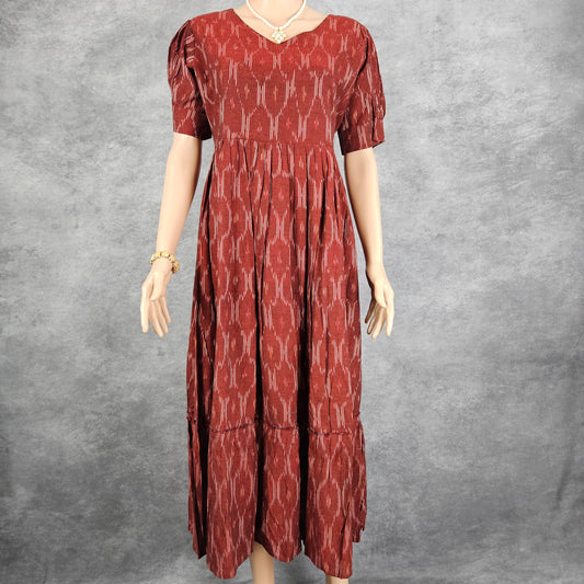 Currant Diamond Ikkat Frock