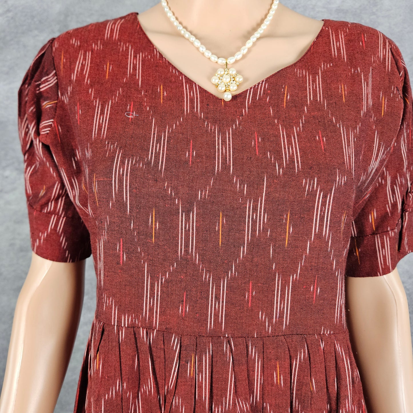 Currant Diamond Ikkat Frock
