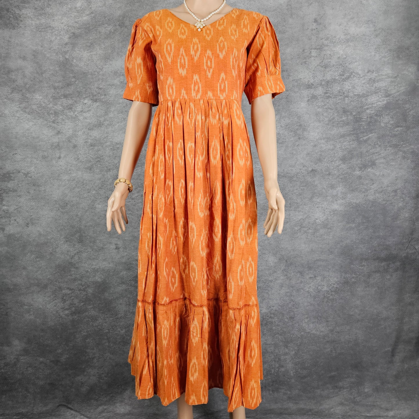 Sandstone Orange Ikkat Frock