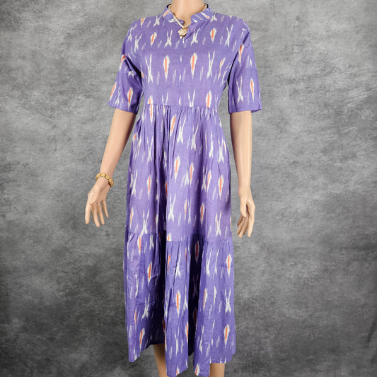 Amethyst Purple Ikkat Frock