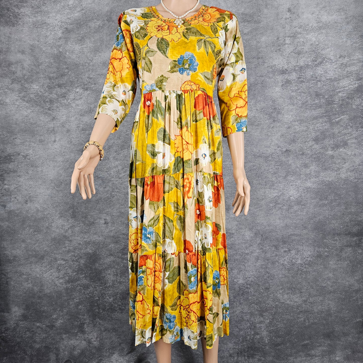 Pineapple Floral Long Frock