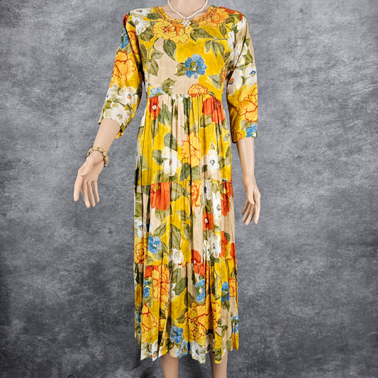 Pineapple Floral Long Frock