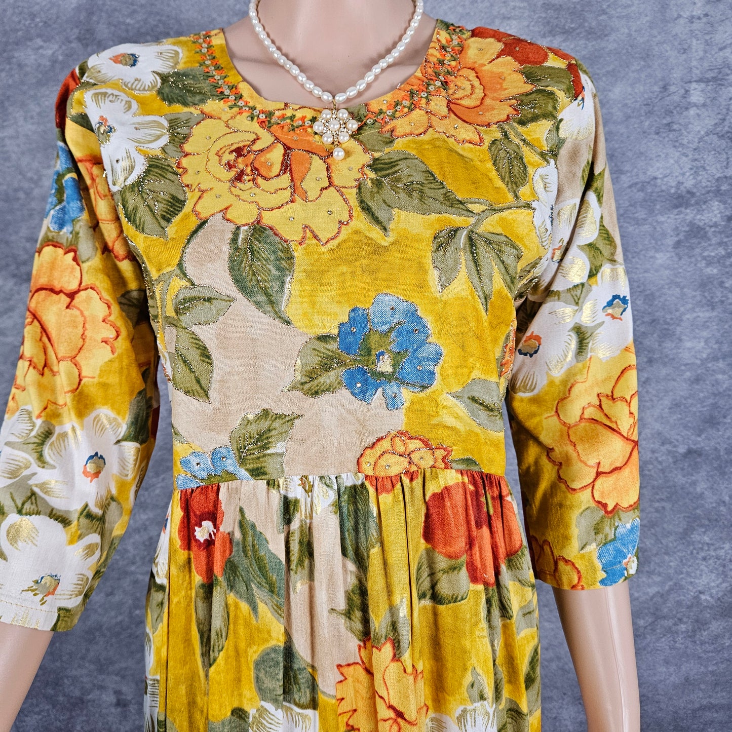 Pineapple Floral Long Frock
