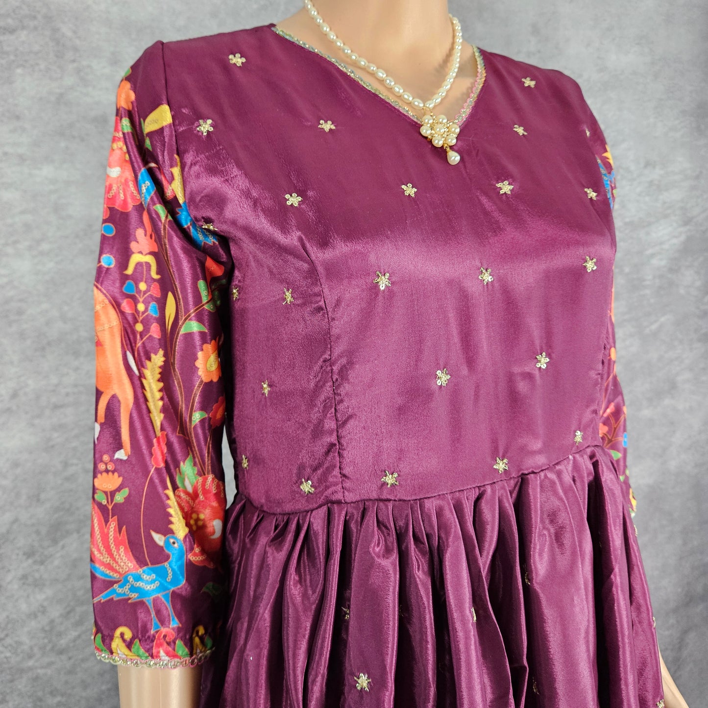 Byzantine Purple Deer Long Frock