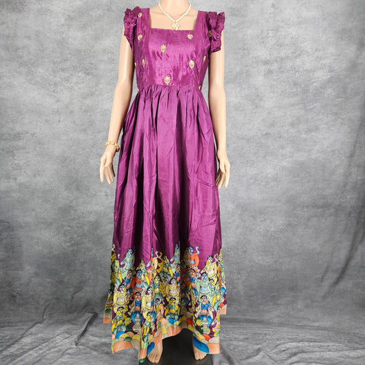 Orchid Purple Chinnon Shortsleeve Long Frock