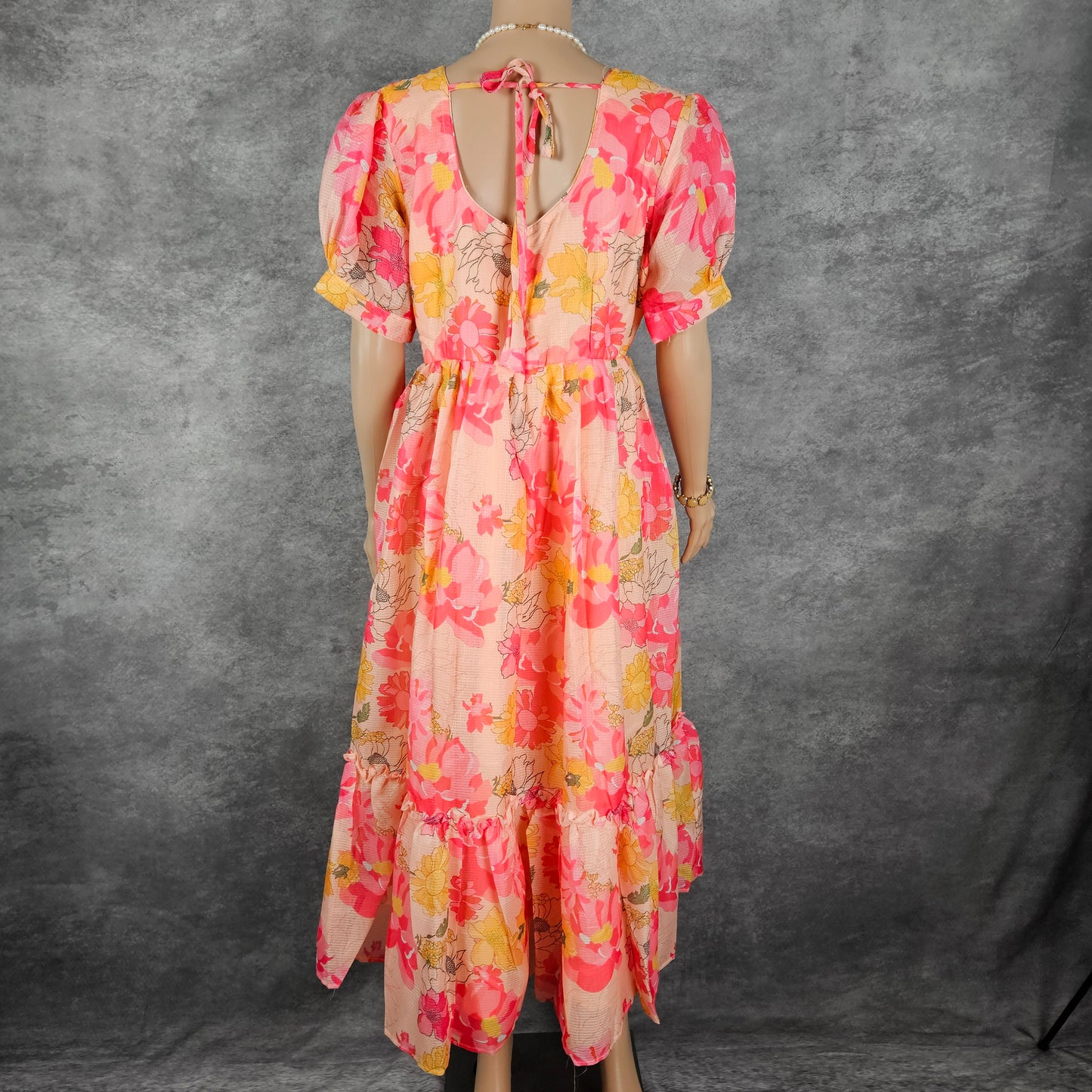 Peach Floral Kota Frock