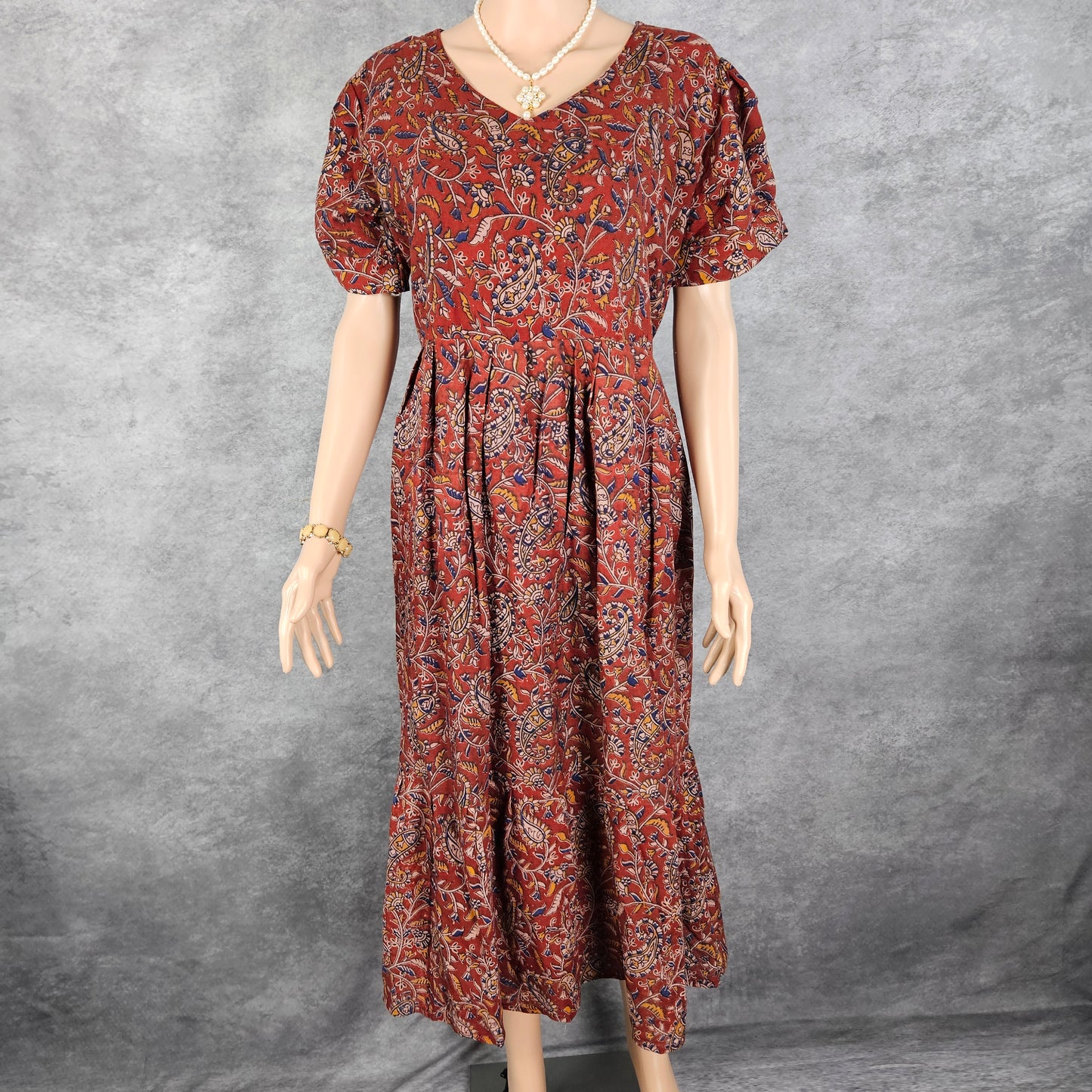 Dark Maroon Kalamkari Frock