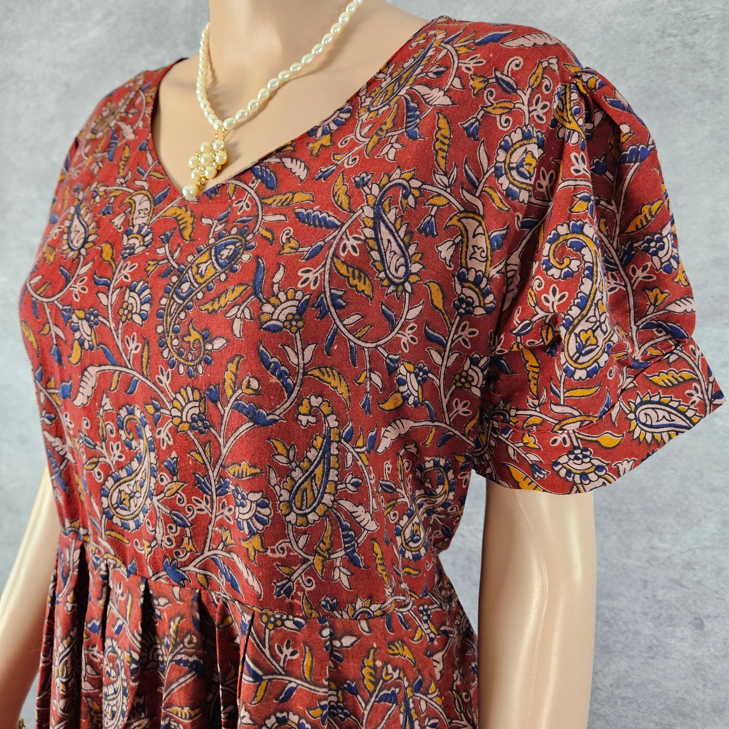 Dark Maroon Kalamkari Frock