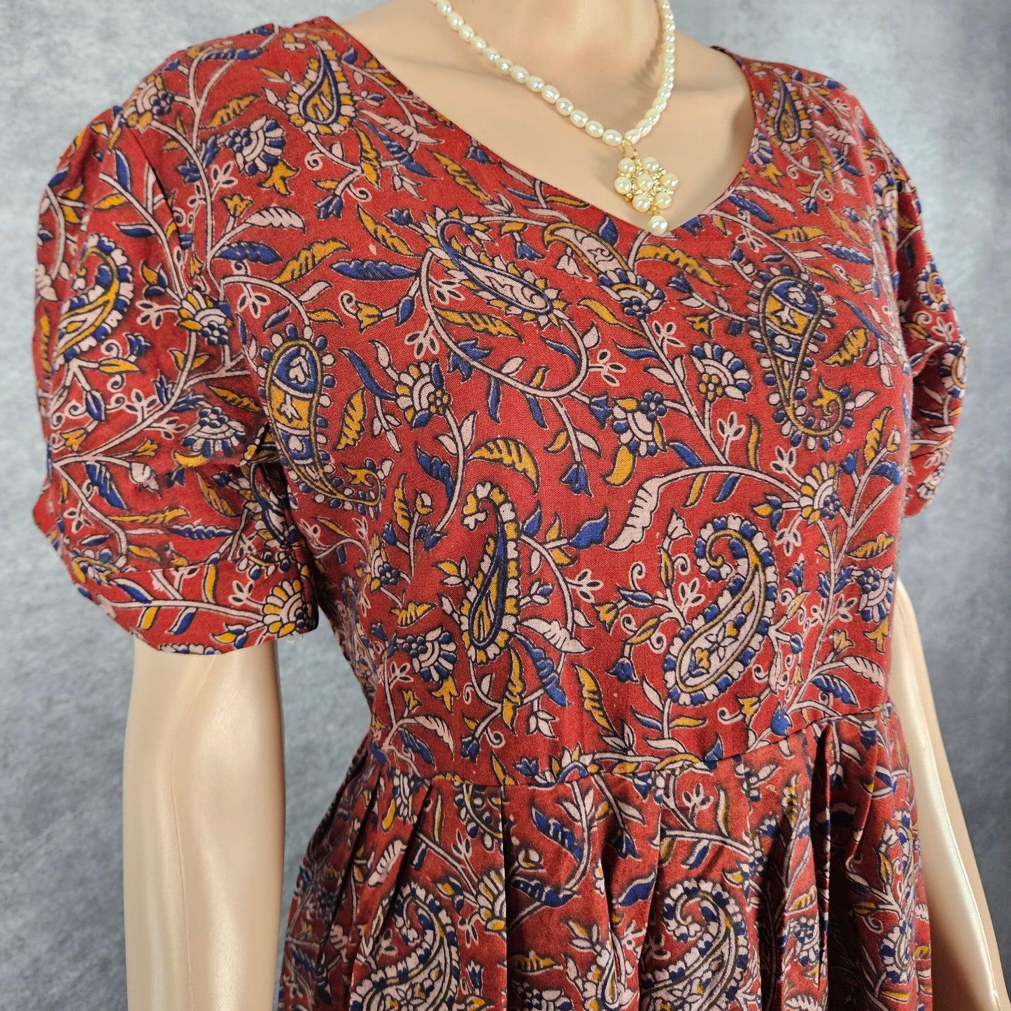 Dark Maroon Kalamkari Frock
