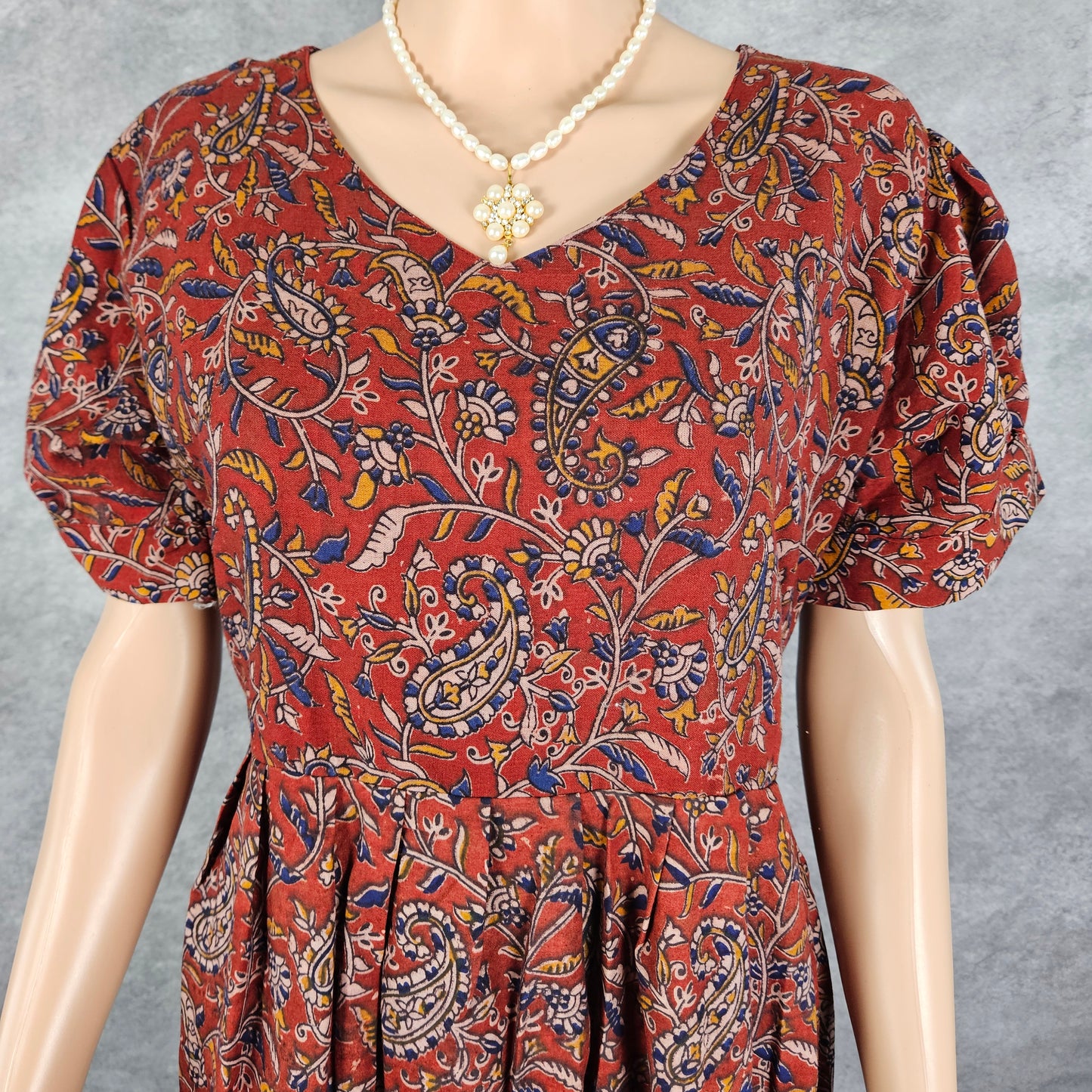 Dark Maroon Kalamkari Frock