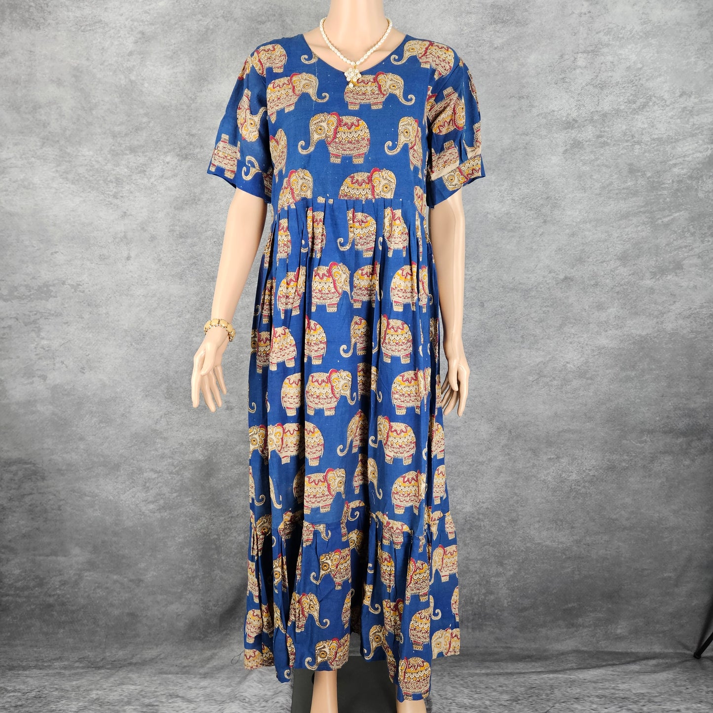 Blue Elephant Kalamkari Frock