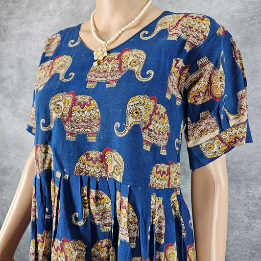 Blue Elephant Kalamkari Frock
