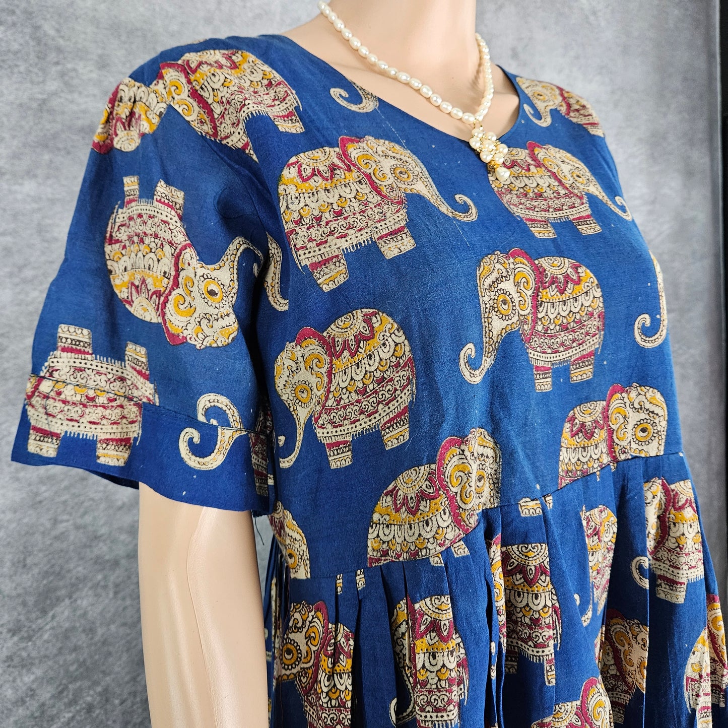 Blue Elephant Kalamkari Frock