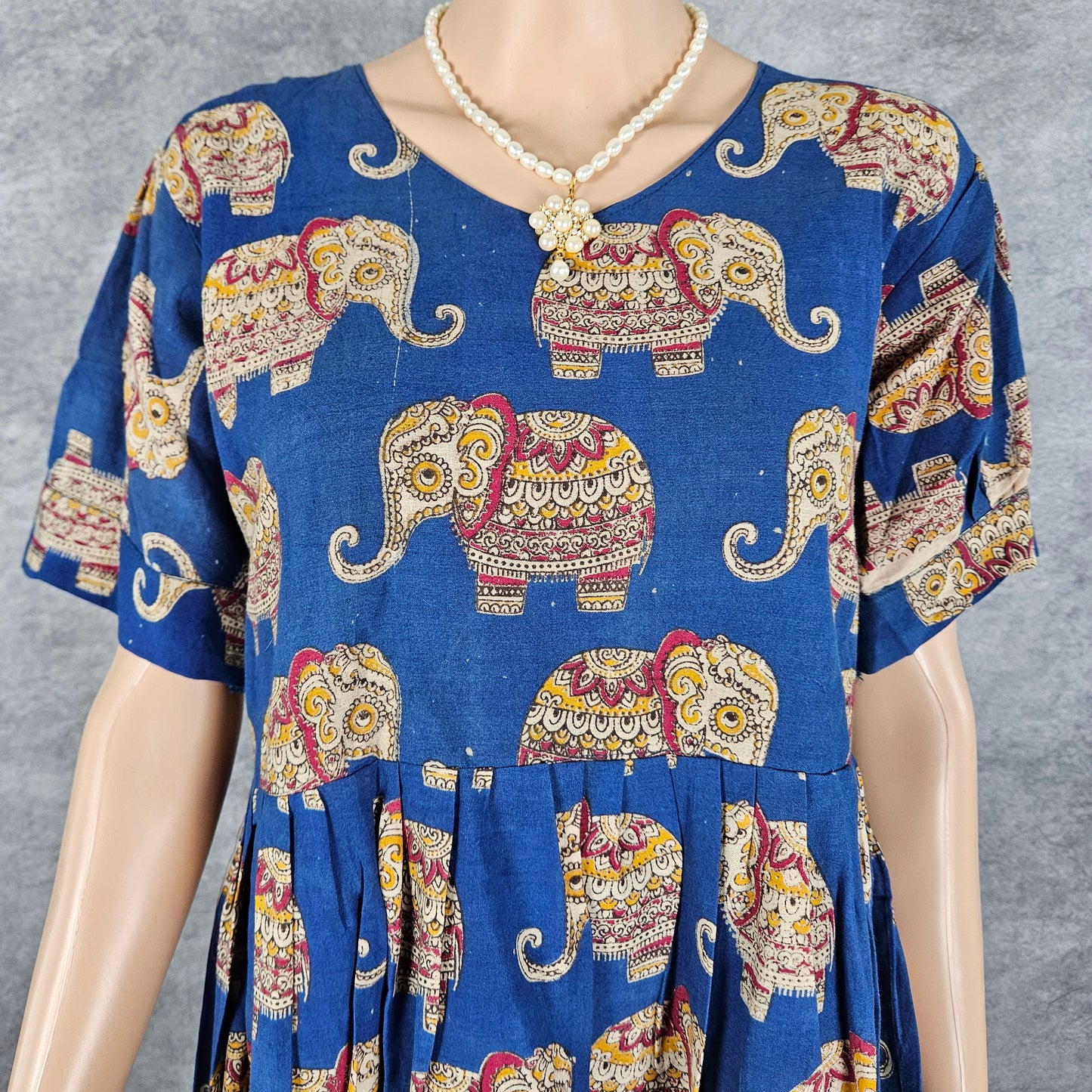 Blue Elephant Kalamkari Frock