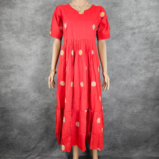 Red Daisy Cotton Frock