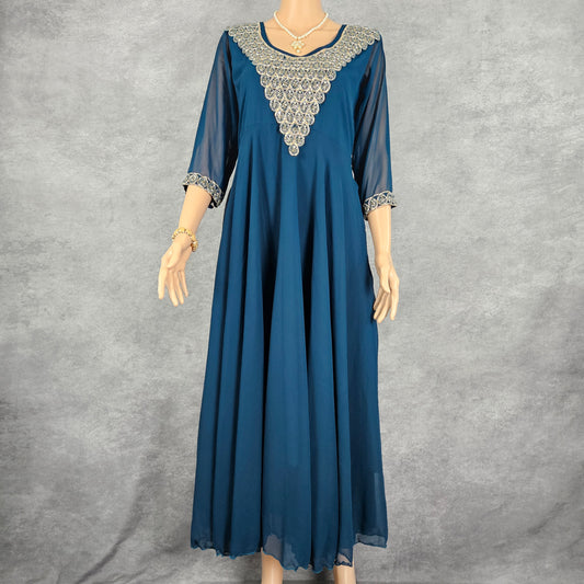 Krishna Blue Georgette Cutdana Frock