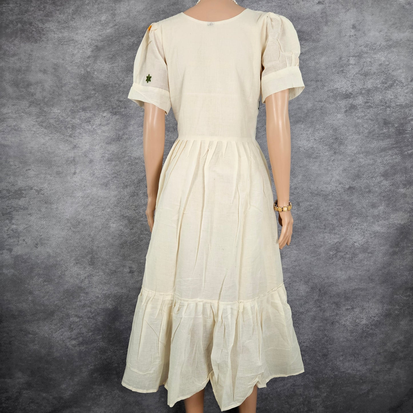 Bavarian Cream Kora Embroidery Frock