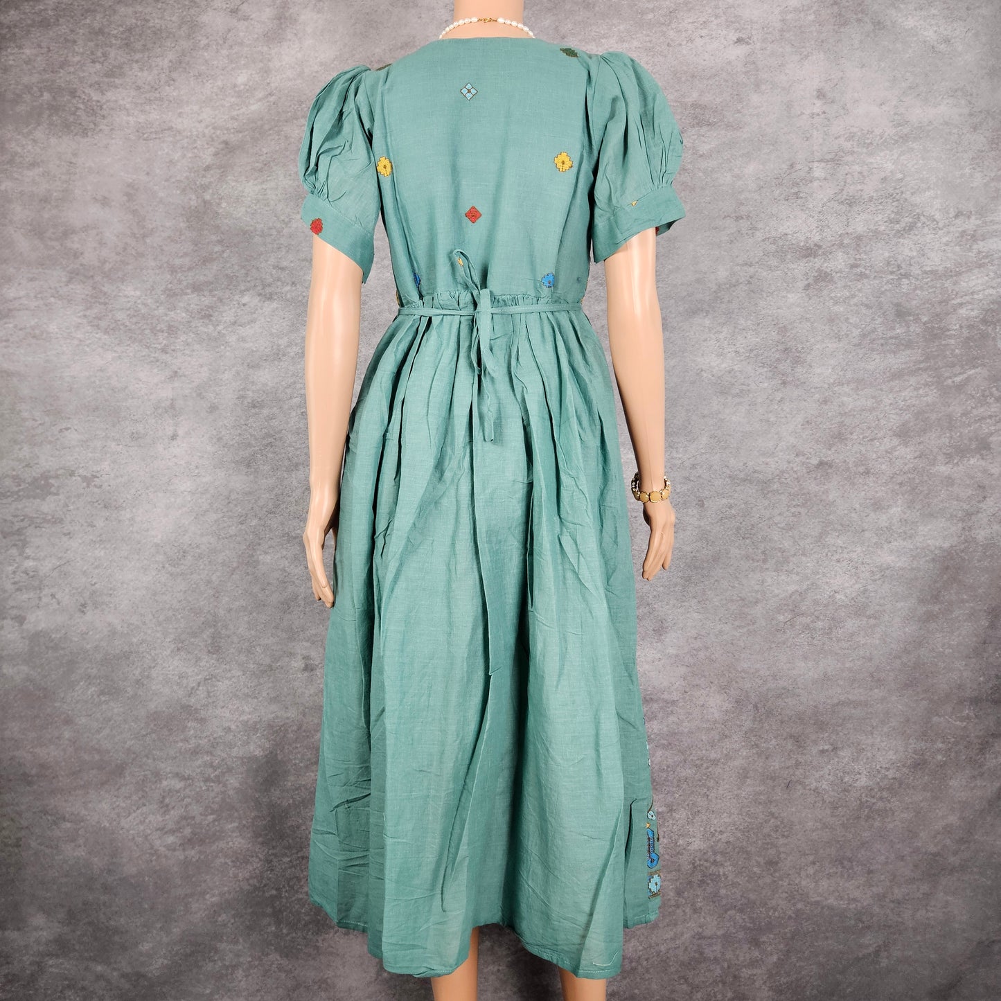 Sapphire Green Embroidery Kora Frock