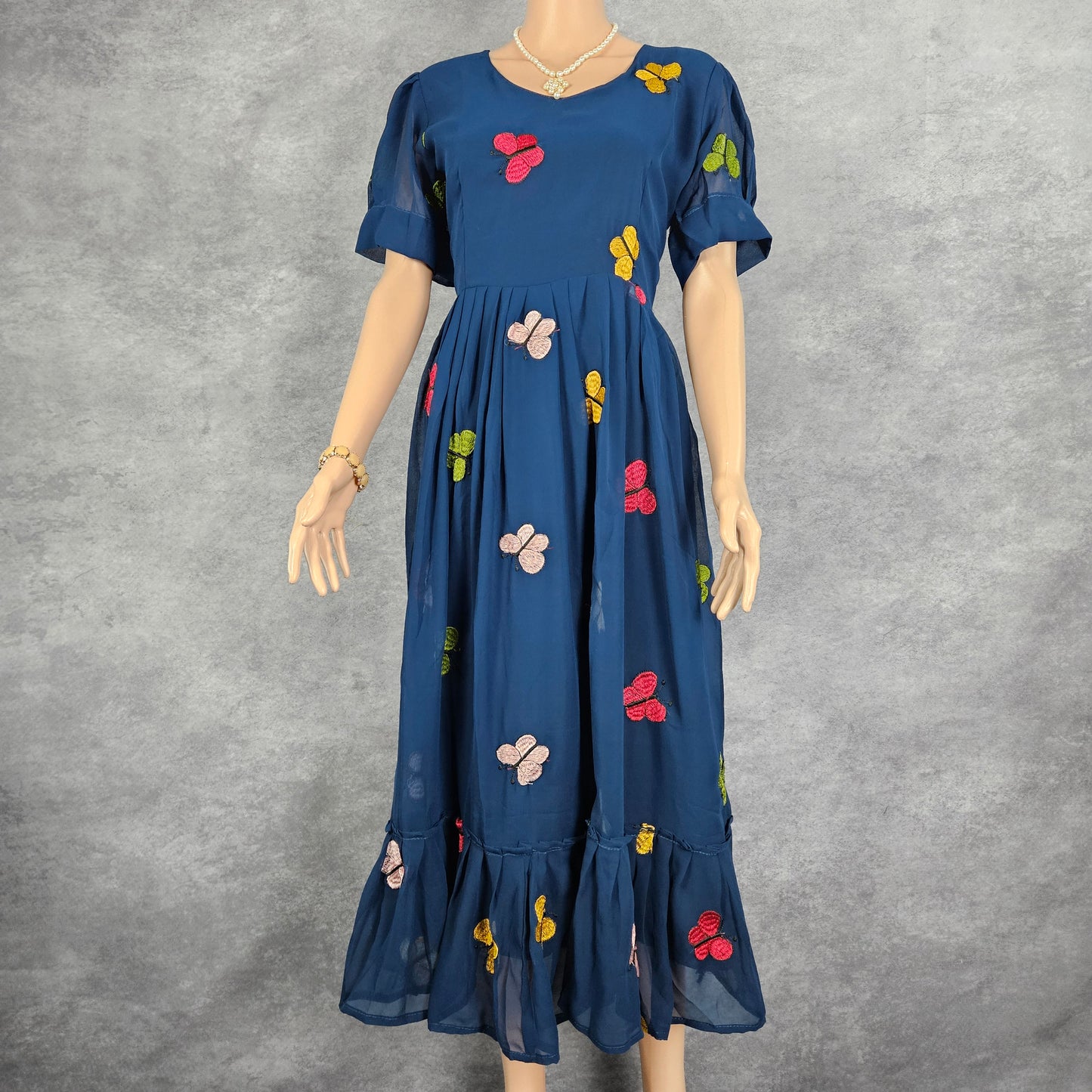 Navy Blue Georgette Butterfly Frock