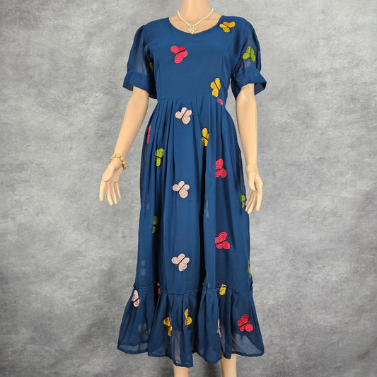 Navy Blue Georgette Butterfly Frock