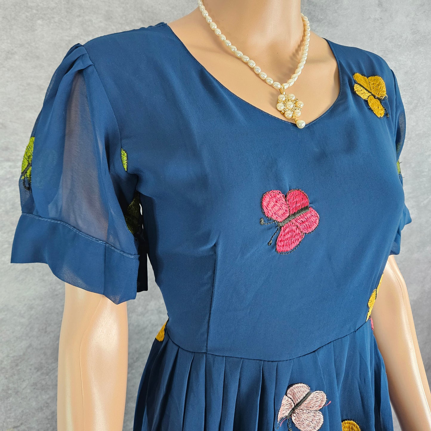 Navy Blue Georgette Butterfly Frock