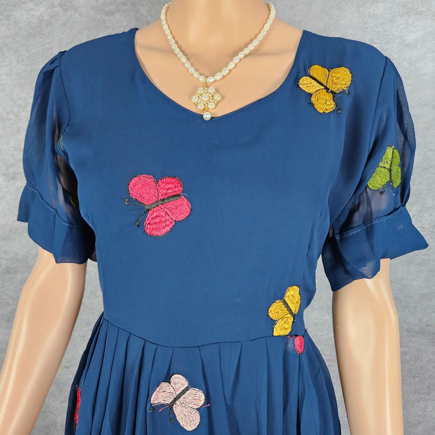 Navy Blue Georgette Butterfly Frock
