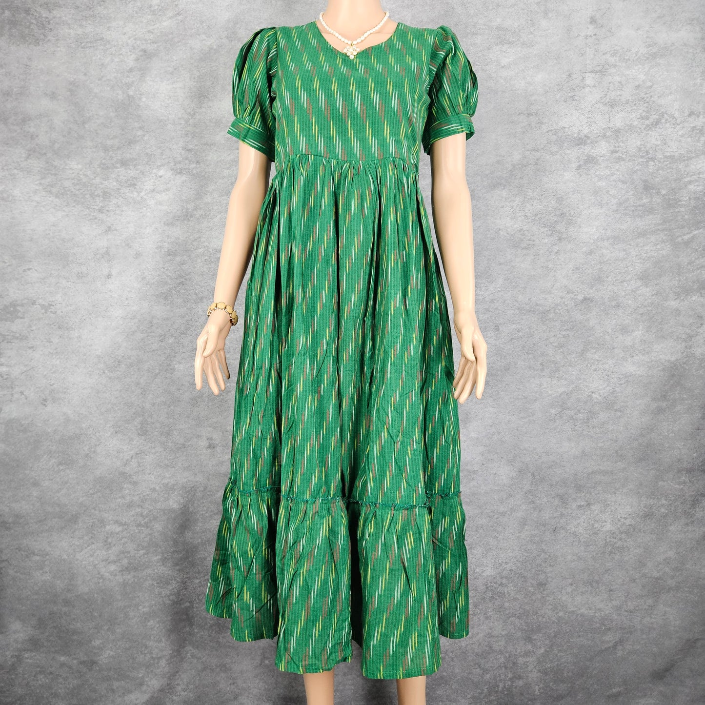 Dark Green Ikkat Frock