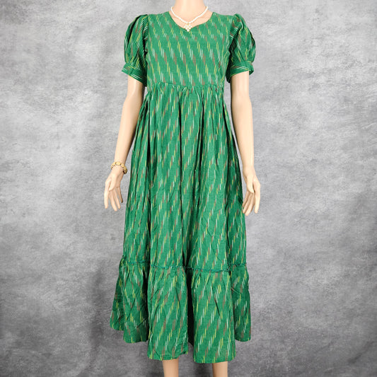 Dark Green Ikkat Frock