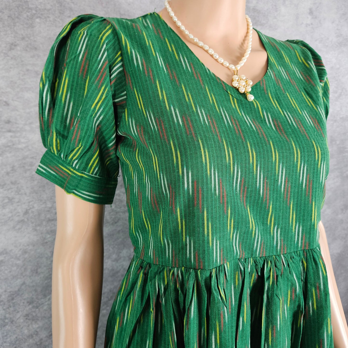 Dark Green Ikkat Frock