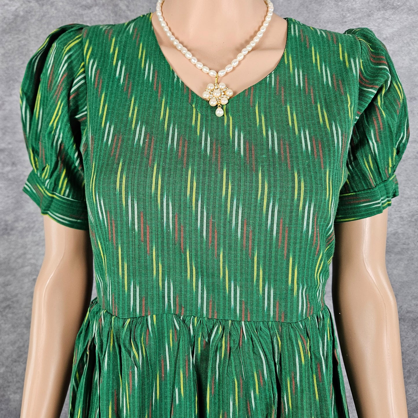 Dark Green Ikkat Frock