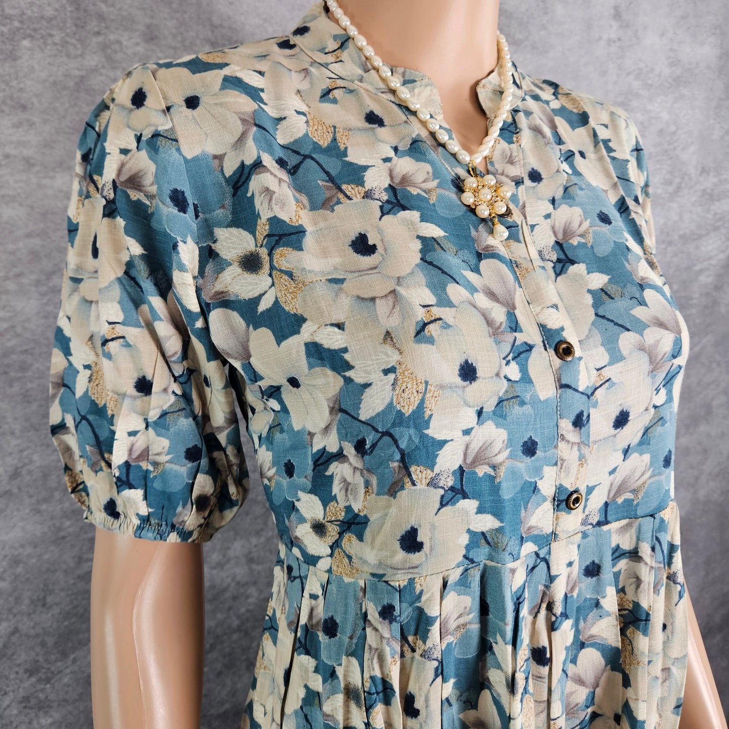 Bluish Grey Floral Frock
