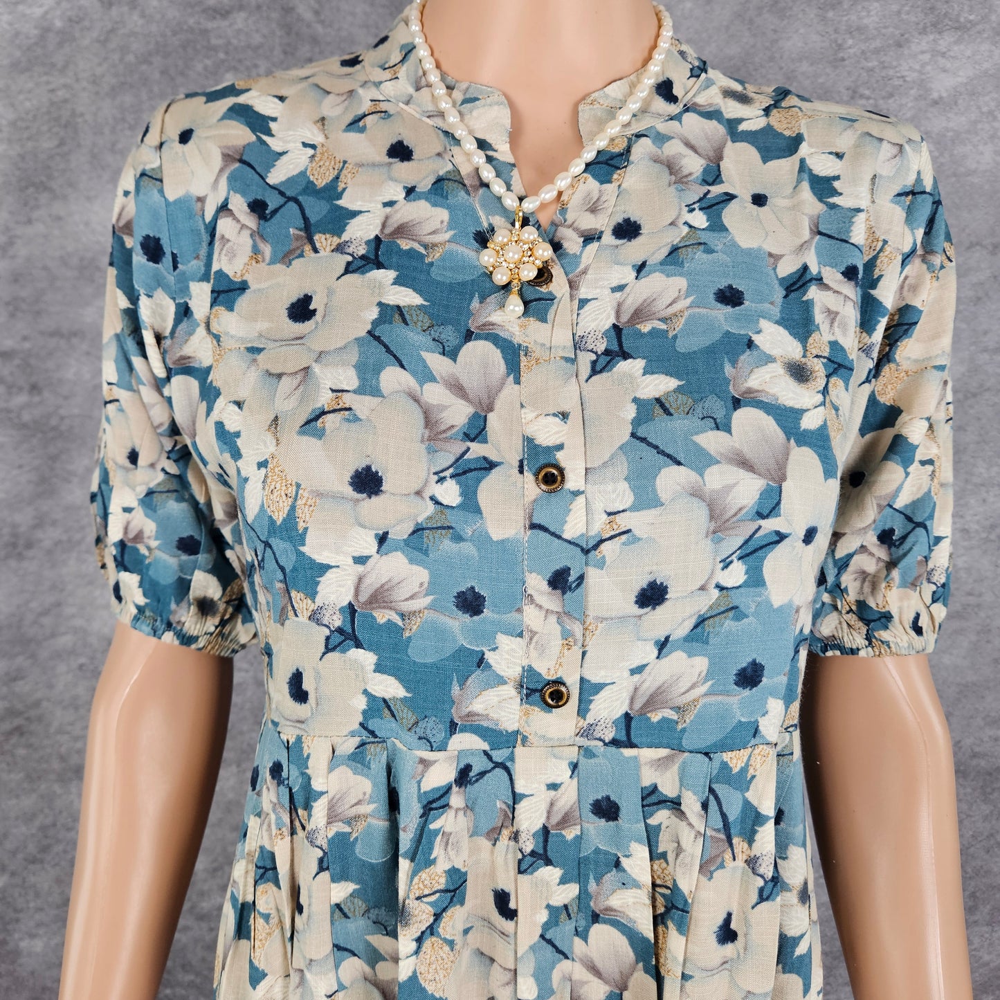 Bluish Grey Floral Frock