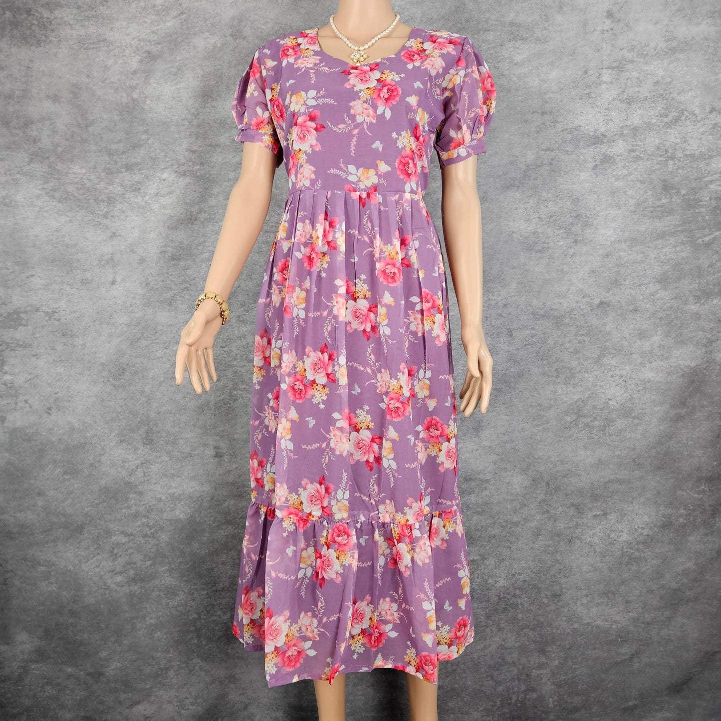 Light Purple Floral Georgette Frock
