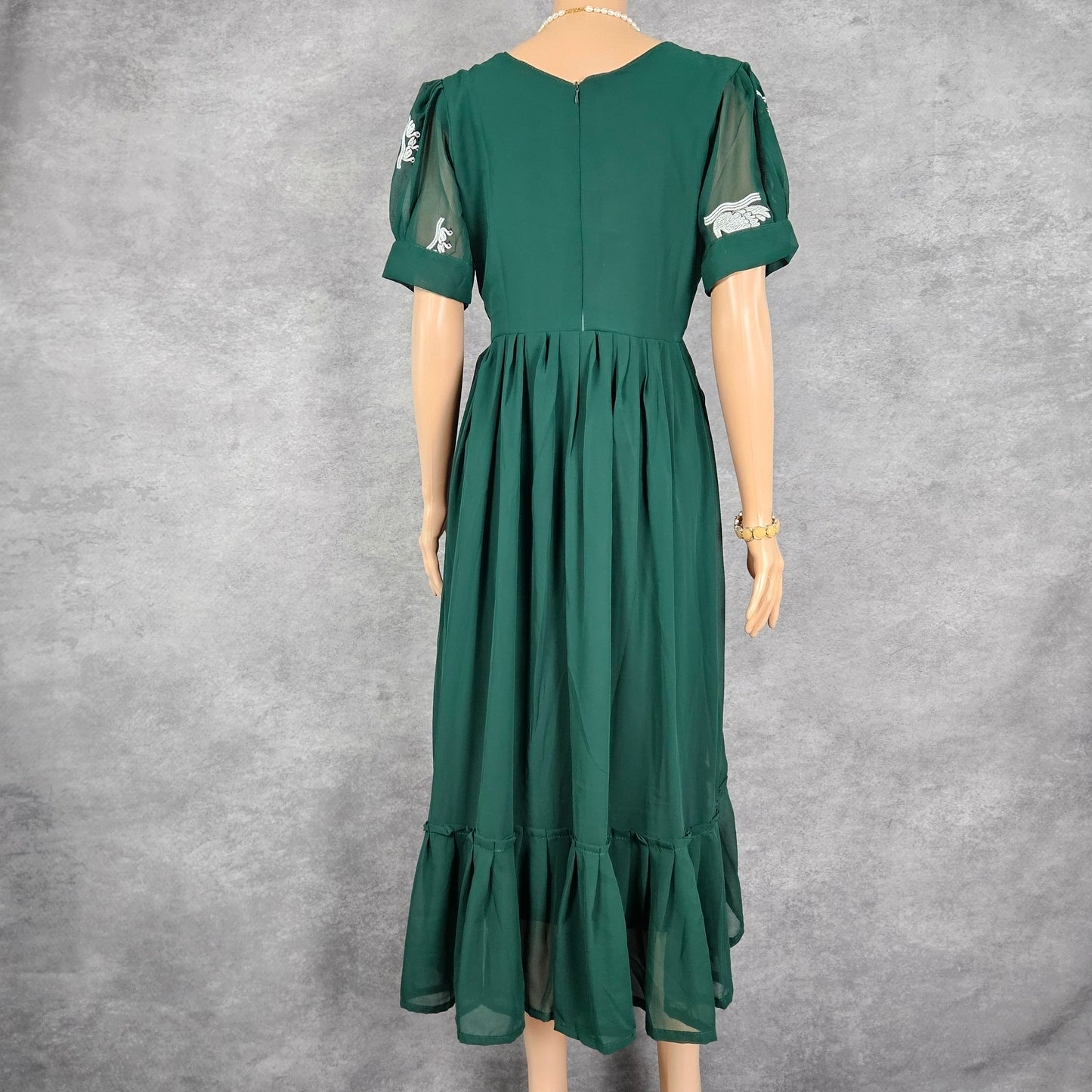 Bottle Green Swan Georgette Frock