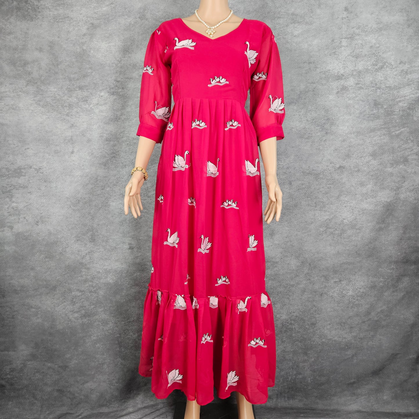 Pink Swan Georgette Frock