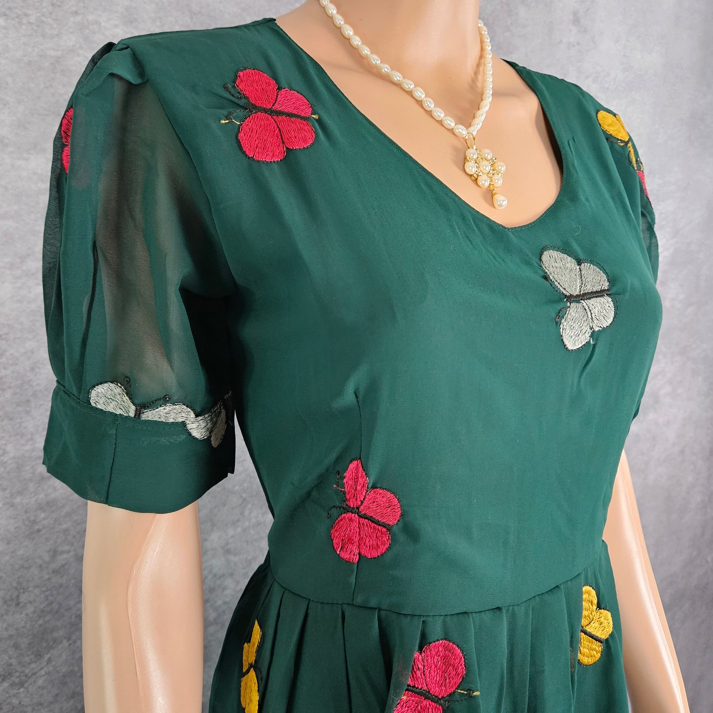 Green Georgette Butterfly Frock