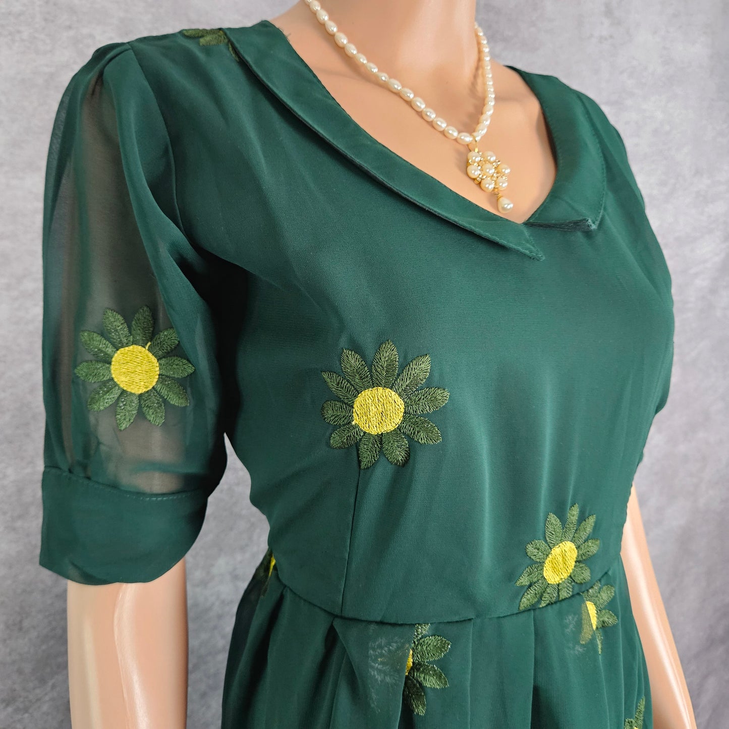 Green Sunflower Georgette Frock