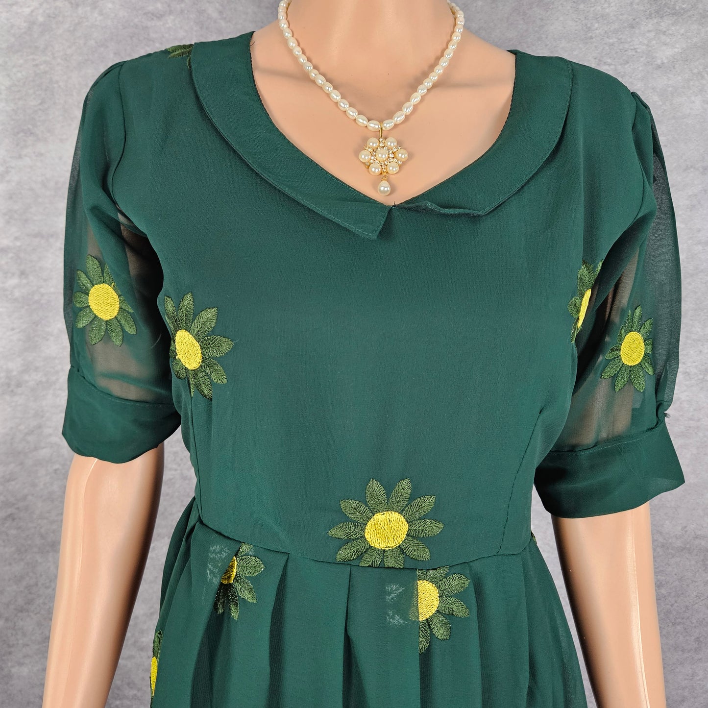Green Sunflower Georgette Frock