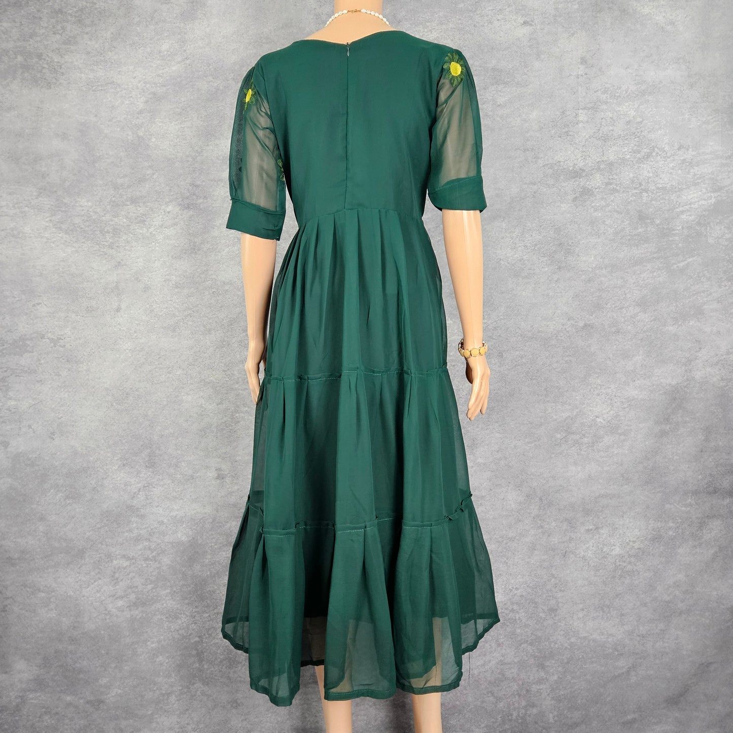Green Sunflower Georgette Frock