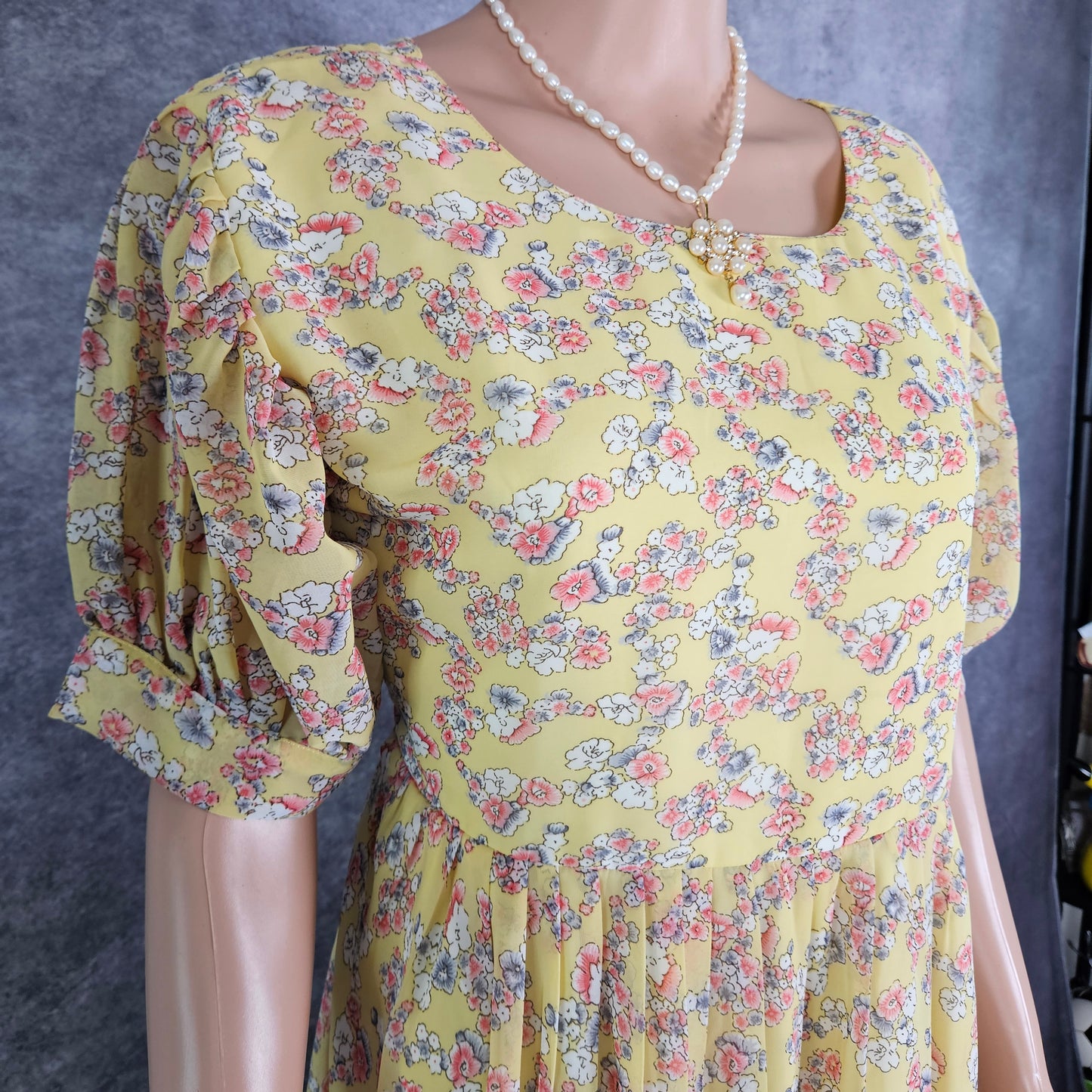 Light Yellow Floral Georgette Frock