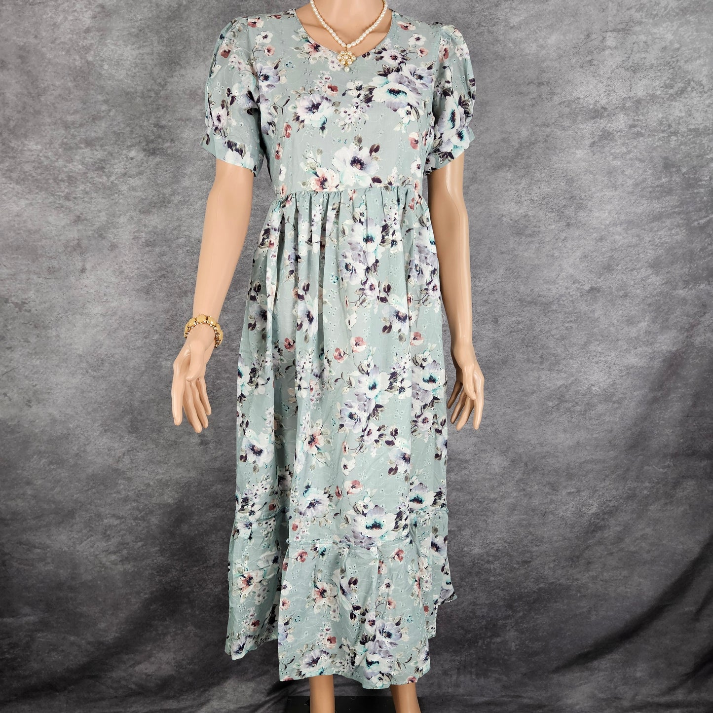 Mint Hakoba Floral Frock