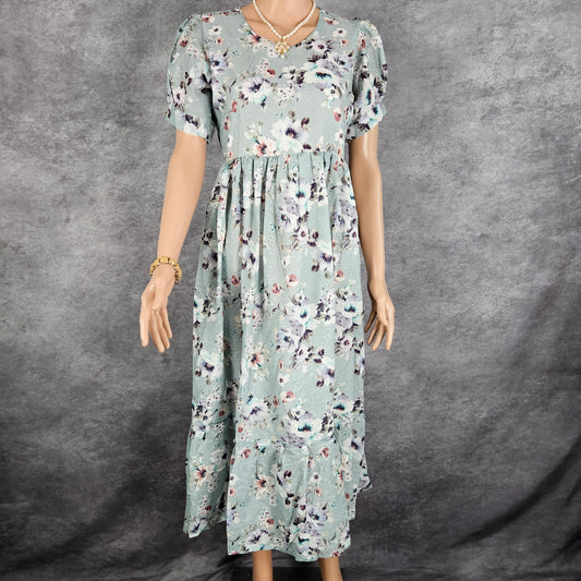 Mint Hakoba Floral Frock