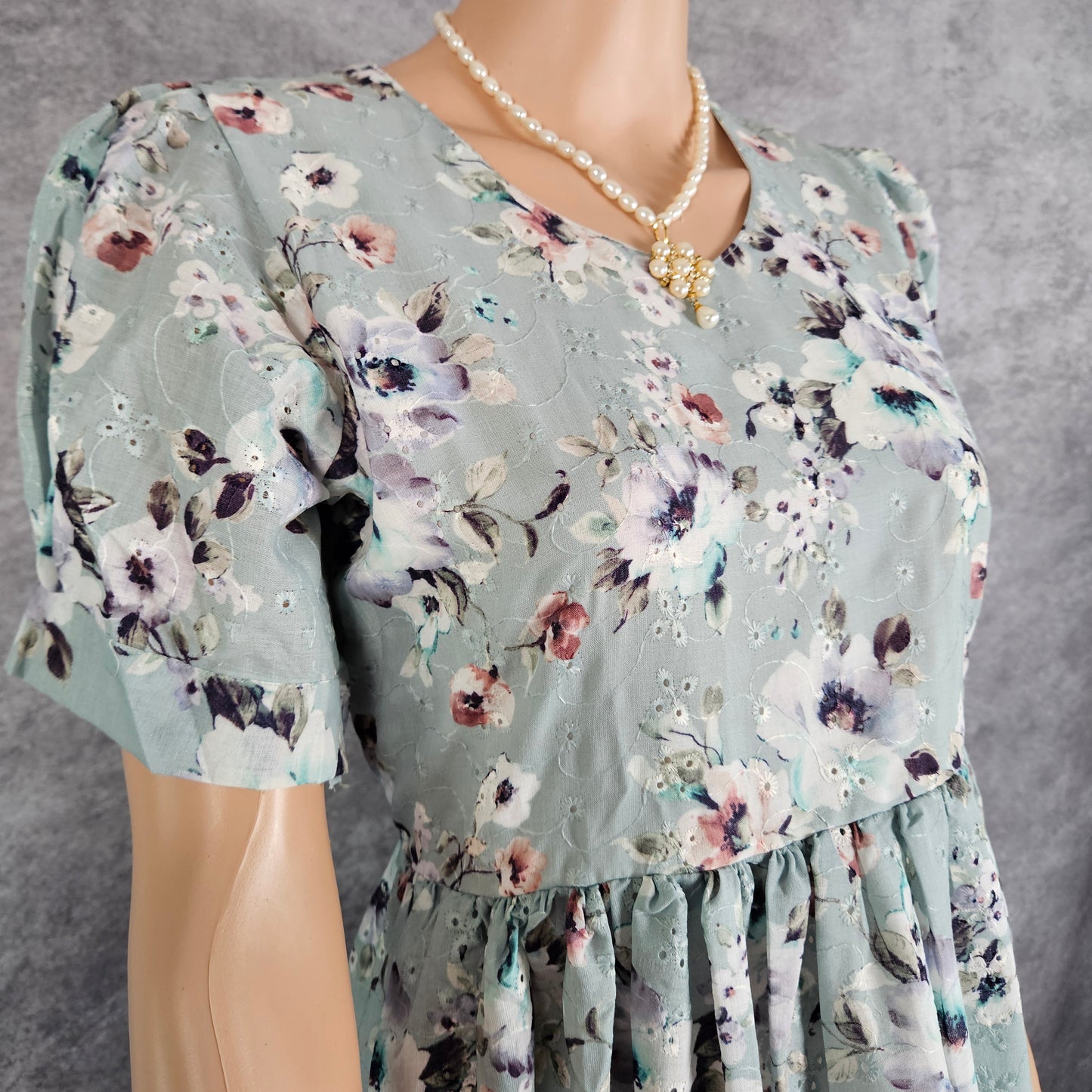 Mint Hakoba Floral Frock