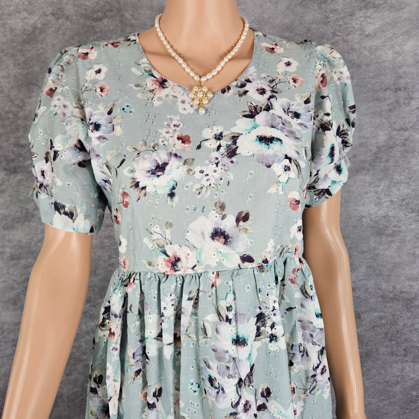 Mint Hakoba Floral Frock