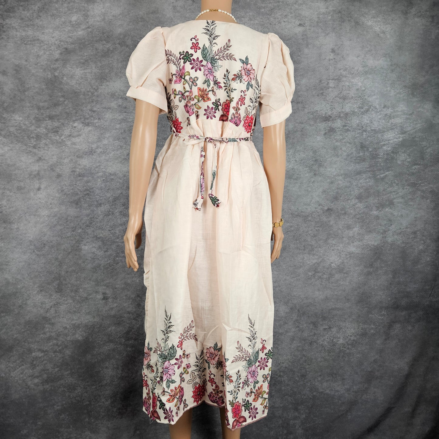 Light Peach Floral Cotton Frock