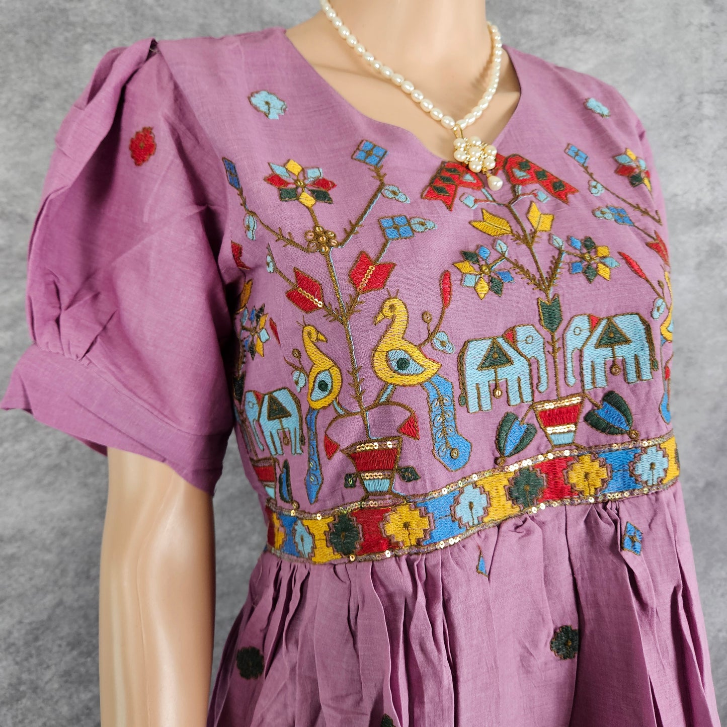Fuschia Pink Kora Embroidery Frock