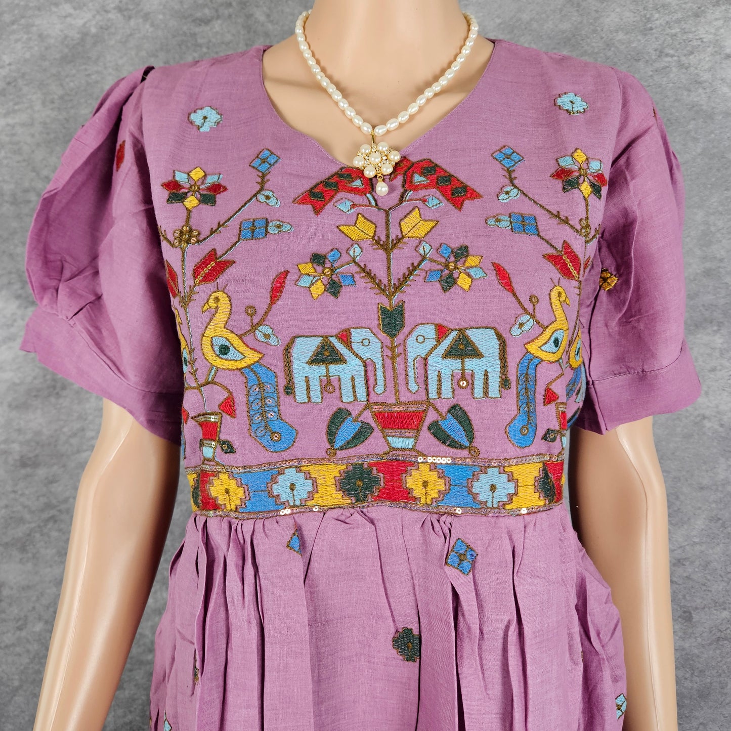 Fuschia Pink Kora Embroidery Frock
